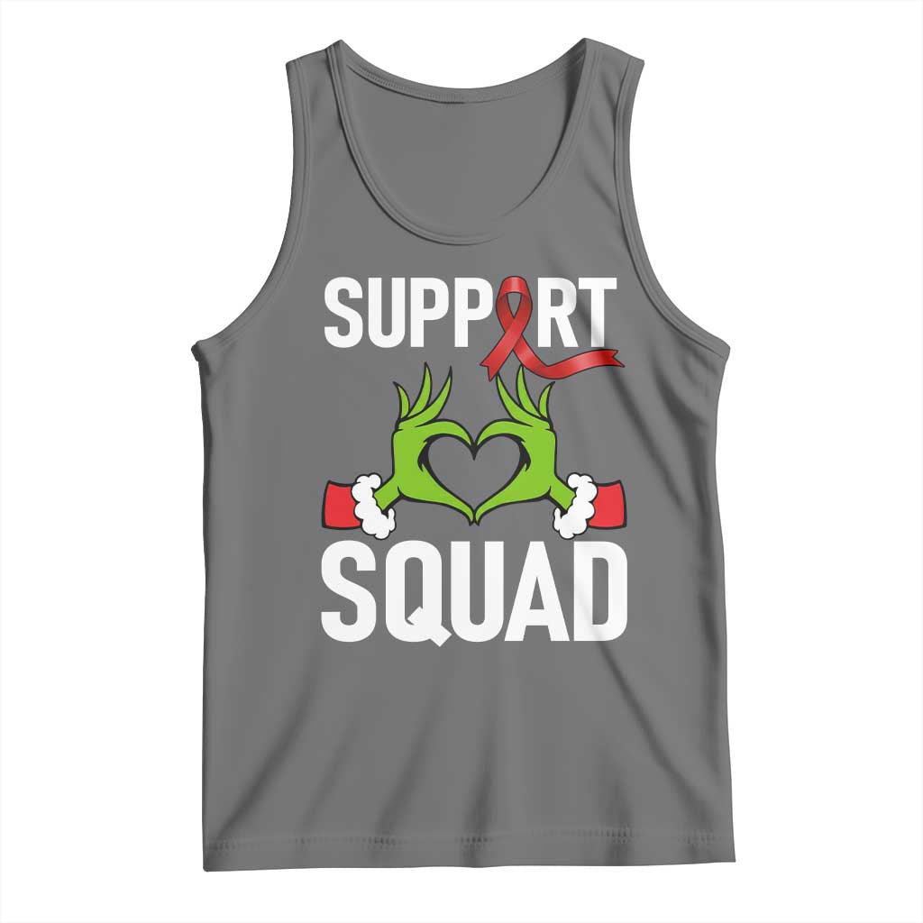 Red Ribbon AIDS Awareness Tank Top Elf Hand Christmas HIV Support TS14 Black Heather Print Your Wear