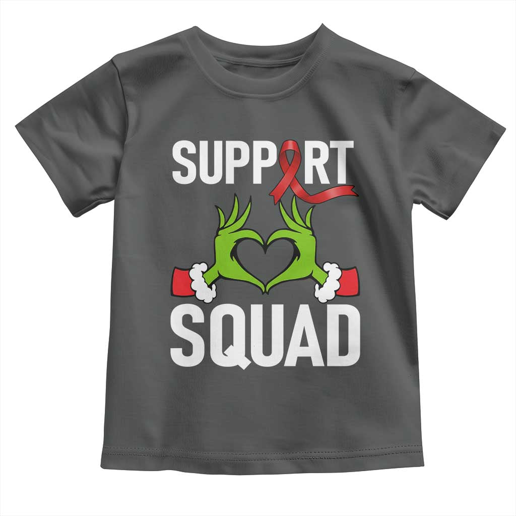 Red Ribbon AIDS Awareness Toddler T Shirt Elf Hand Christmas HIV Support TS14 Dark Heather Print Your Wear