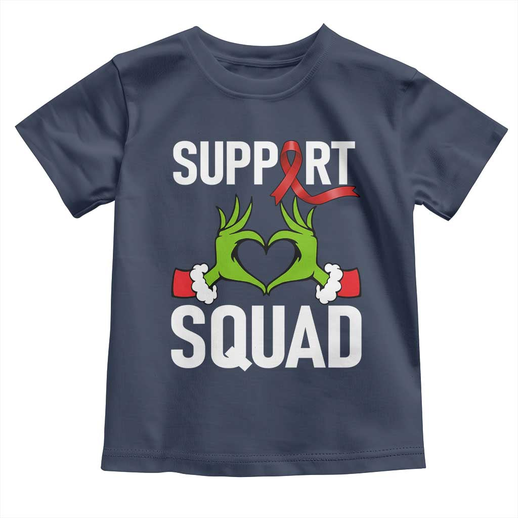 Red Ribbon AIDS Awareness Toddler T Shirt Elf Hand Christmas HIV Support TS14 Navy Print Your Wear