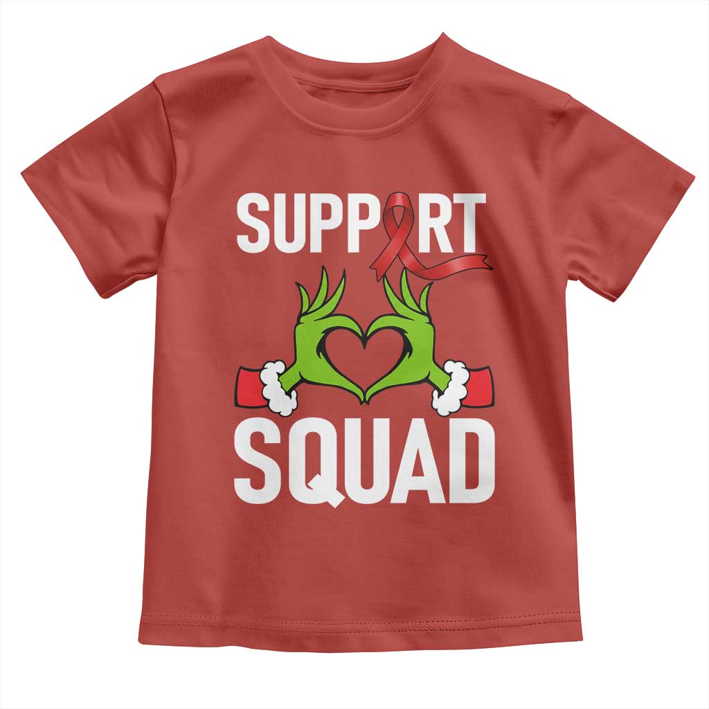 Red Ribbon AIDS Awareness Toddler T Shirt Elf Hand Christmas HIV Support TS14 Red Print Your Wear