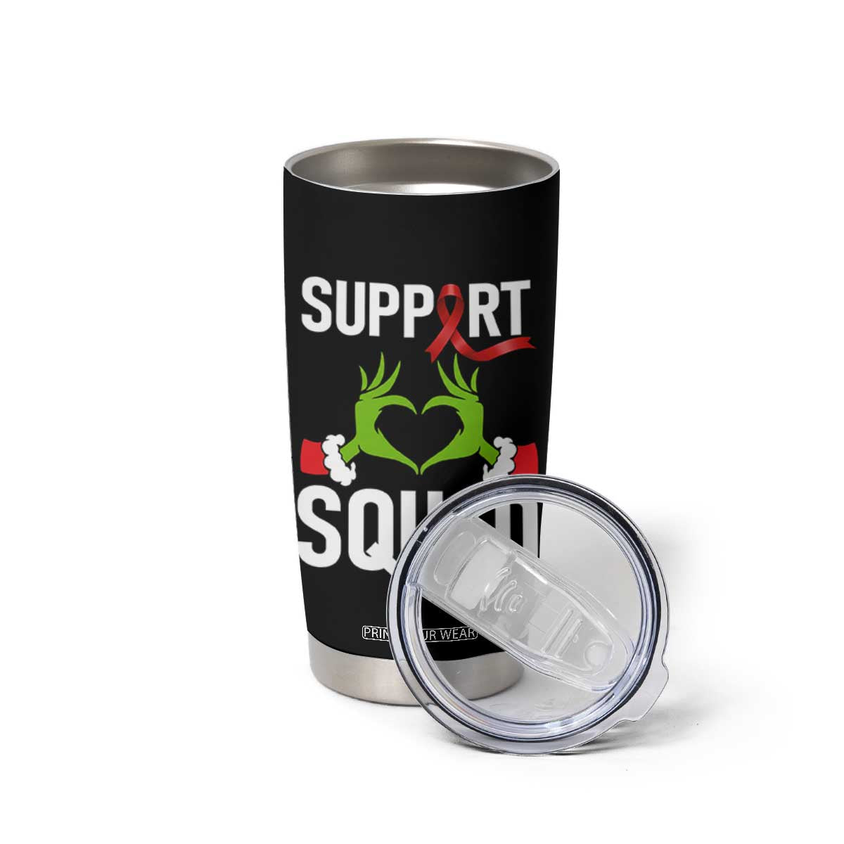 Red Ribbon AIDS Awareness Tumbler Cup Elf Hand Christmas HIV Support TS14 Print Your Wear