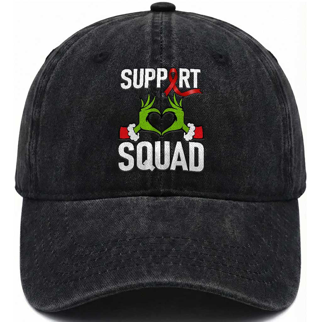 Red Ribbon AIDS Awareness Washed Cotton Baseball Cap Elf Hand Christmas HIV Support TS14 Washed Cap Universal Fit Black Print Your Wear