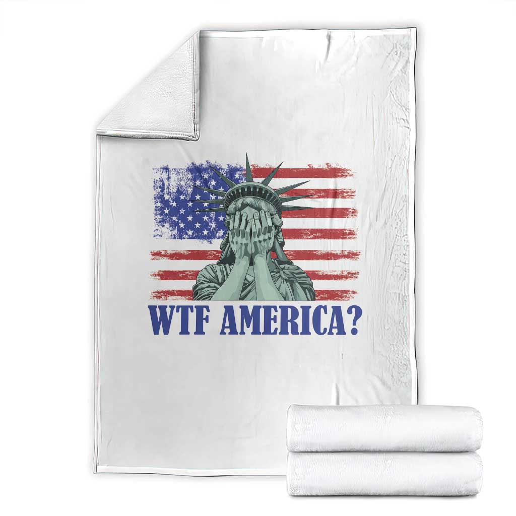 Funny American Throw Blanket Statue of Liberty WTF USA Freedom Satire TS14 White Print Your Wear