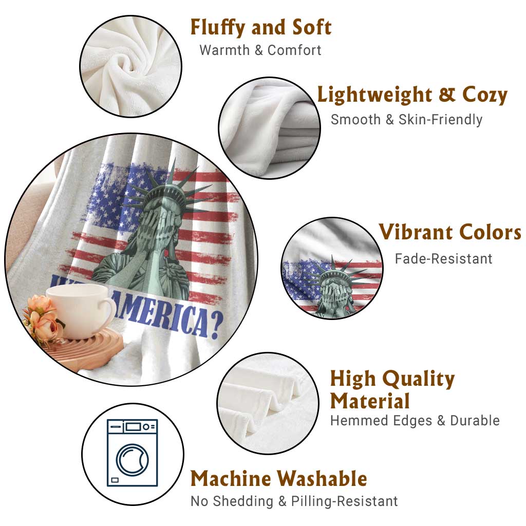 Funny American Throw Blanket Statue of Liberty WTF USA Freedom Satire TS14 Print Your Wear