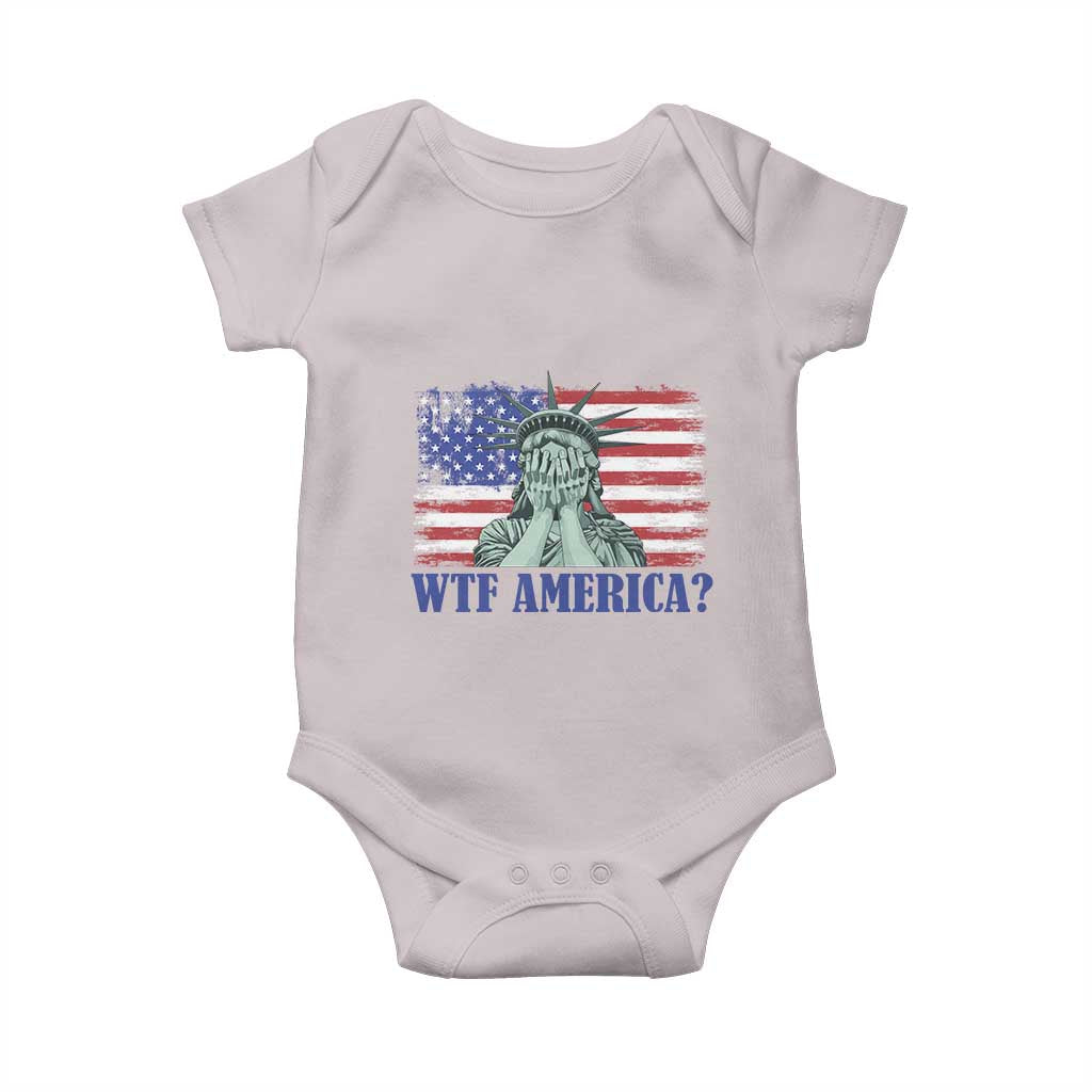 Funny American Baby Onesie Statue of Liberty WTF USA Freedom Satire TS14 Ice Gray Print Your Wear