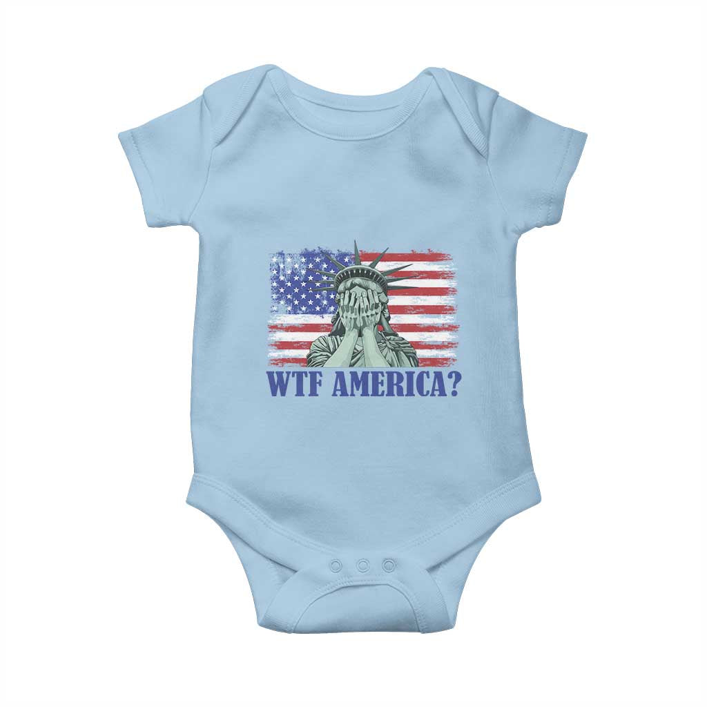 Funny American Baby Onesie Statue of Liberty WTF USA Freedom Satire TS14 Light Blue Print Your Wear