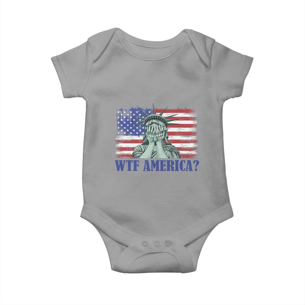 Funny American Baby Onesie Statue of Liberty WTF USA Freedom Satire TS14 Sport Gray Print Your Wear