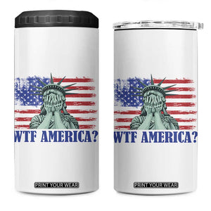 Funny American 4 in 1 Can Cooler Tumbler Statue of Liberty WTF USA Freedom Satire TS14 One Size: 16 oz White Print Your Wear