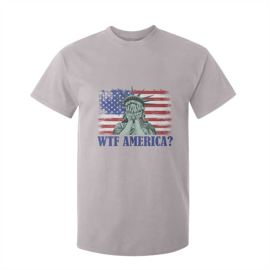 Funny American T Shirt For Kid Statue of Liberty WTF USA Freedom Satire TS14 Ice Gray Print Your Wear