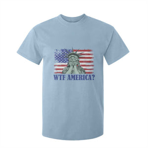 Funny American T Shirt For Kid Statue of Liberty WTF USA Freedom Satire TS14 Light Blue Print Your Wear
