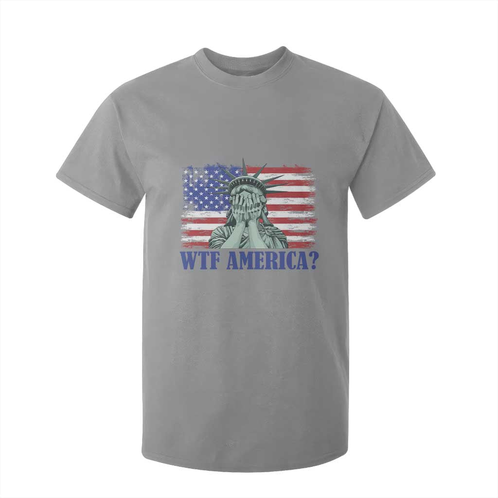 Funny American T Shirt For Kid Statue of Liberty WTF USA Freedom Satire TS14 Sport Gray Print Your Wear