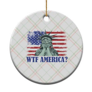 Funny American Ceramic Ornament Statue of Liberty WTF USA Freedom Satire TS14 1pc Christmas Plaid Print Your Wear
