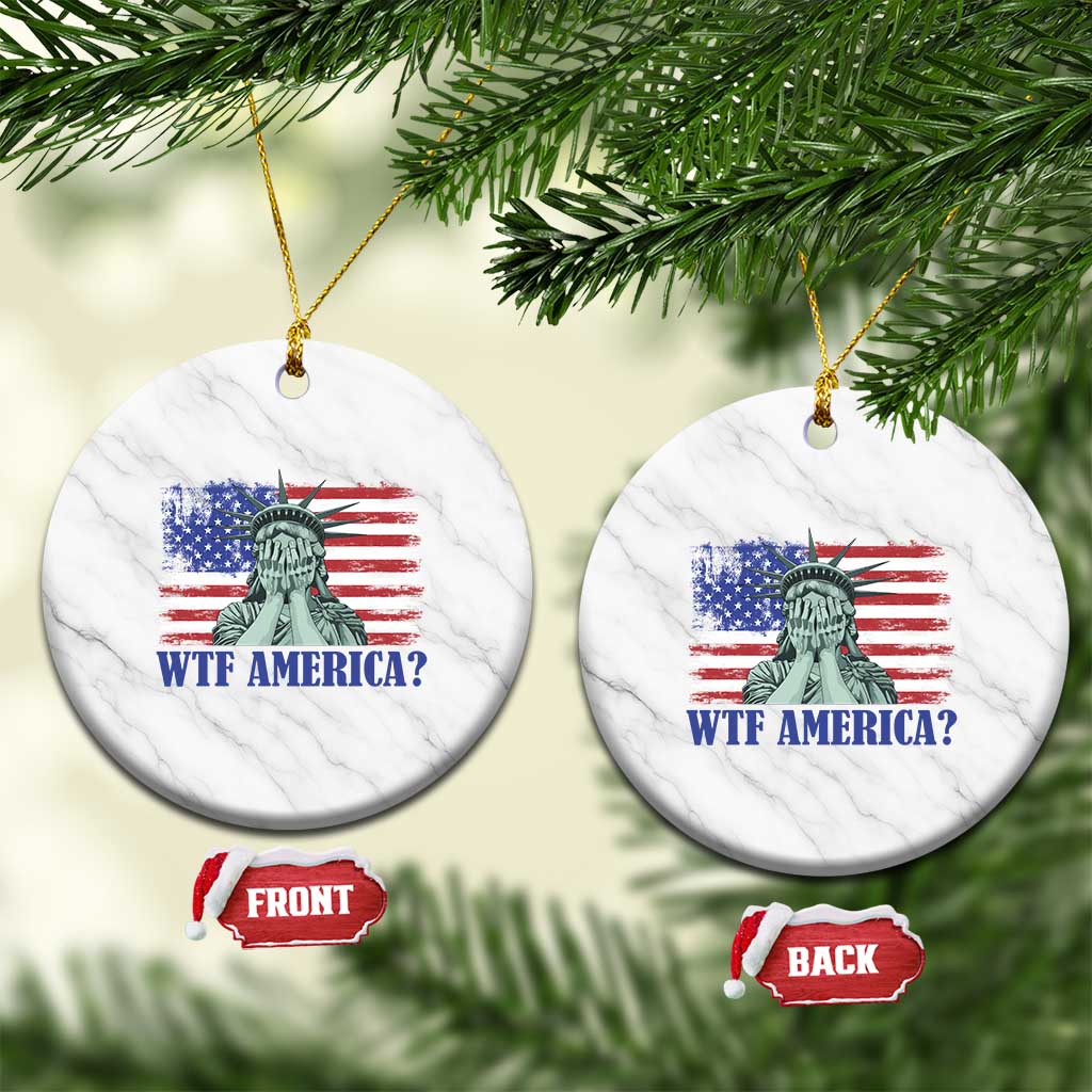 Funny American Ceramic Ornament Statue of Liberty WTF USA Freedom Satire TS14 1pc White Marble Print Your Wear