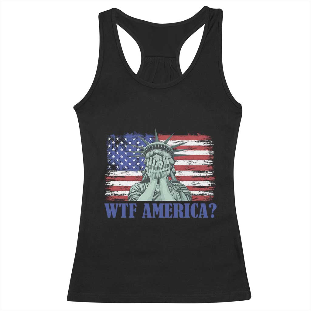 Funny American Racerback Tank Top Statue of Liberty WTF USA Freedom Satire TS14 Black Print Your Wear
