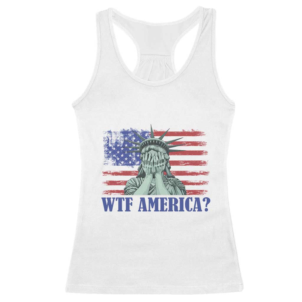 Funny American Racerback Tank Top Statue of Liberty WTF USA Freedom Satire - Print Your Wear