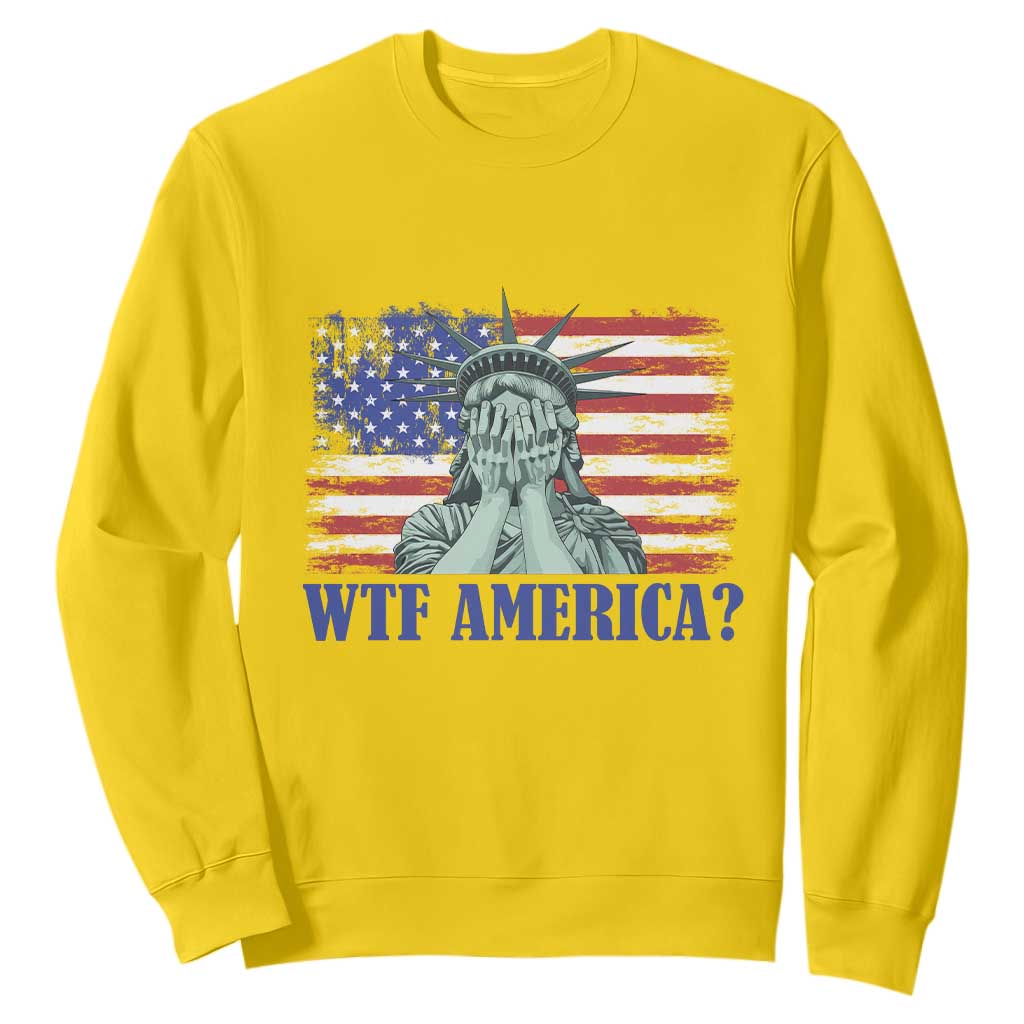 Funny American Sweatshirt Statue of Liberty WTF USA Freedom Satire TS14 Daisy Print Your Wear
