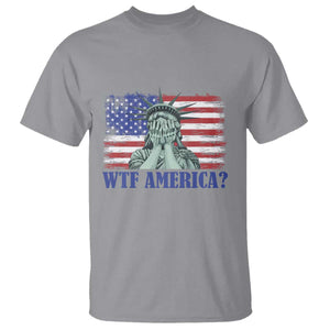 Funny American T Shirt Statue of Liberty WTF USA Freedom Satire TS14 Sport Gray Print Your Wear