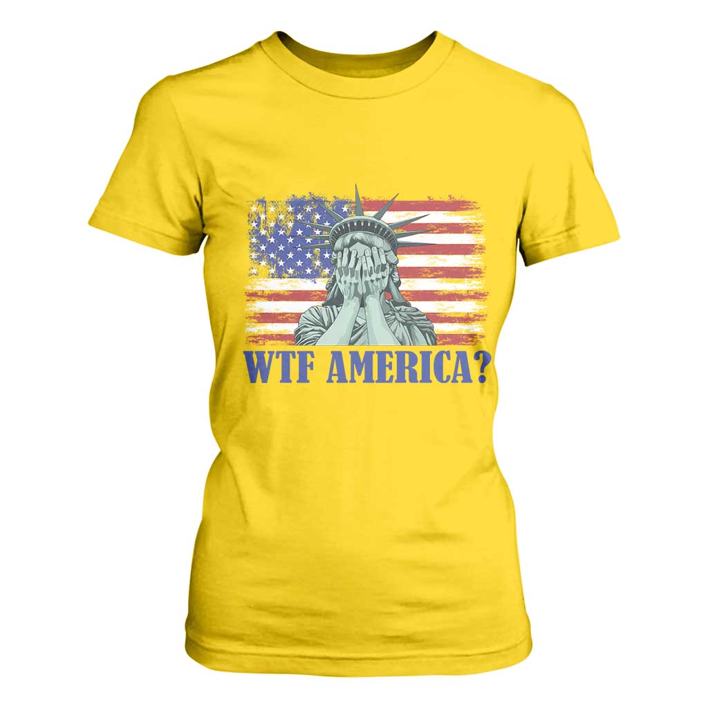 Funny American T Shirt For Women Statue of Liberty WTF USA Freedom Satire TS14 Daisy Print Your Wear