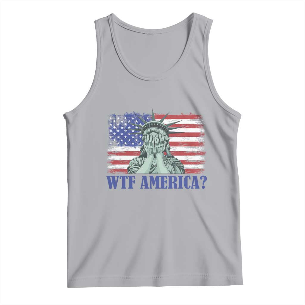 Funny American Tank Top Statue of Liberty WTF USA Freedom Satire TS14 Athletic Heather Print Your Wear