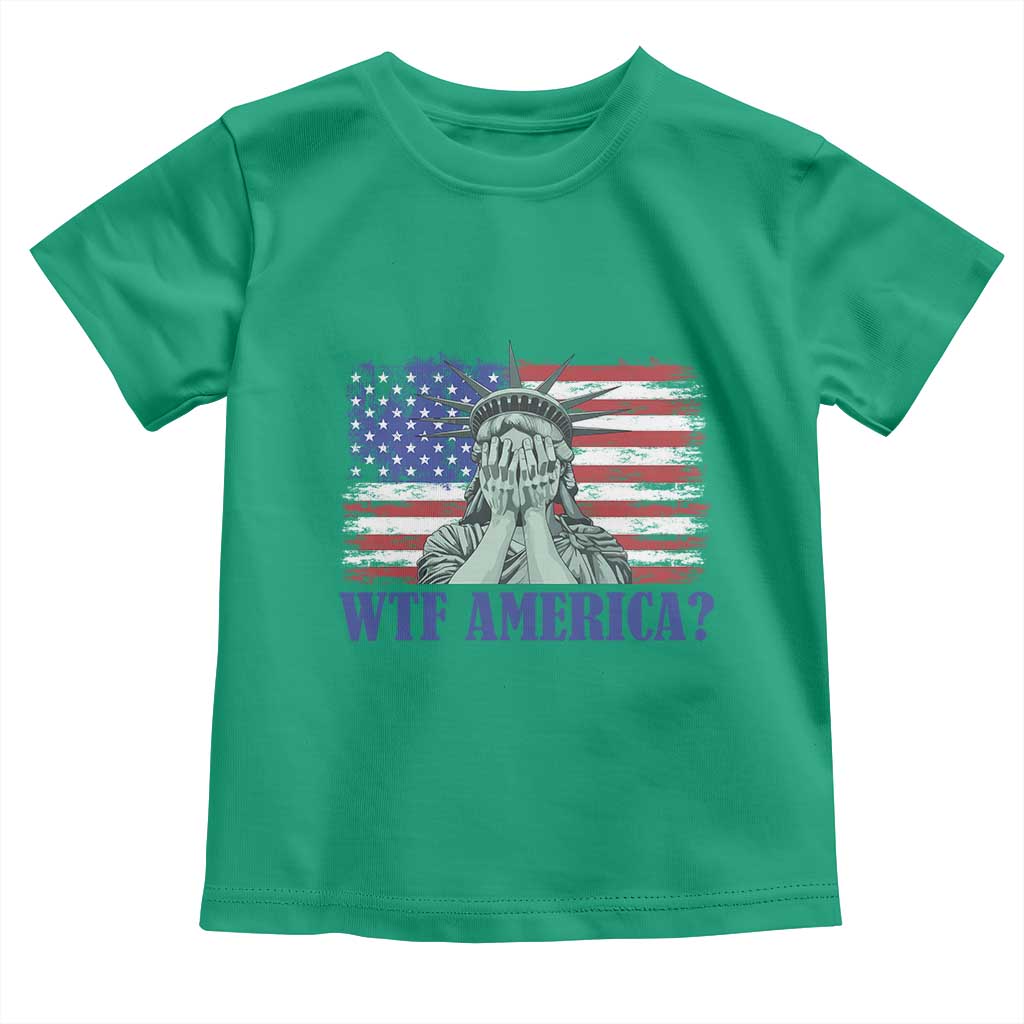 Funny American Toddler T Shirt Statue of Liberty WTF USA Freedom Satire TS14 Irish Green Print Your Wear