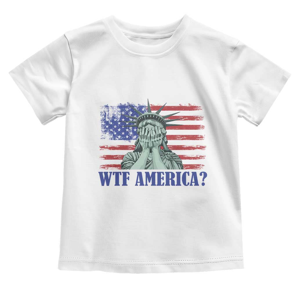 Funny American Toddler T Shirt Statue of Liberty WTF USA Freedom Satire TS14 White Print Your Wear