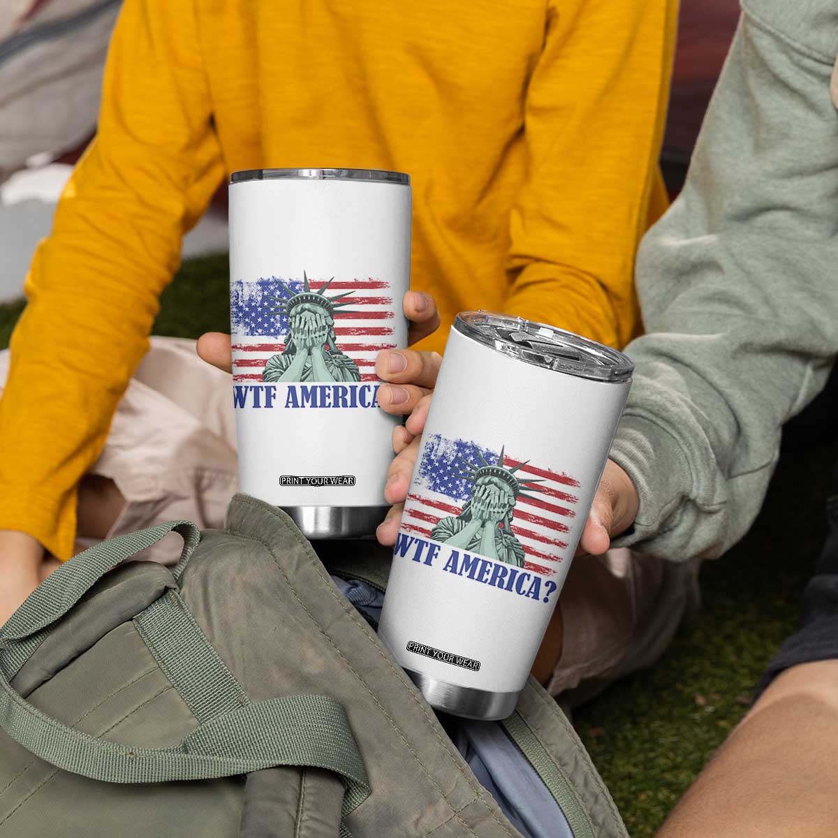 Funny American Tumbler Cup Statue of Liberty WTF USA Freedom Satire TS14 Print Your Wear