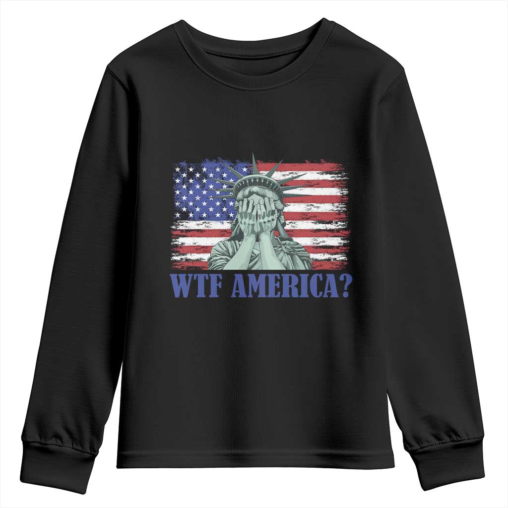 Funny American Youth Sweatshirt Statue of Liberty WTF USA Freedom Satire TS14 Black Print Your Wear