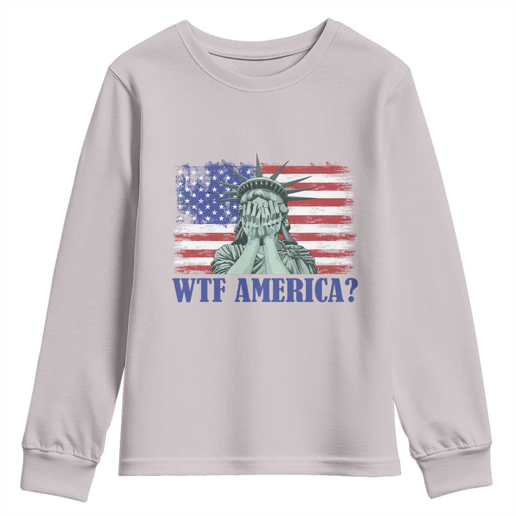 Funny American Youth Sweatshirt Statue of Liberty WTF USA Freedom Satire TS14 Ice Gray Print Your Wear