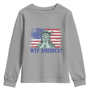 Funny American Youth Sweatshirt Statue of Liberty WTF USA Freedom Satire TS14 Sport Gray Print Your Wear