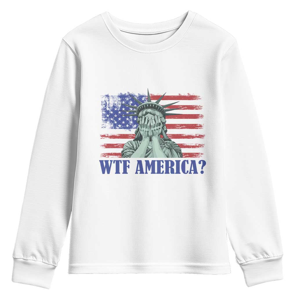 Funny American Youth Sweatshirt Statue of Liberty WTF USA Freedom Satire TS14 White Print Your Wear