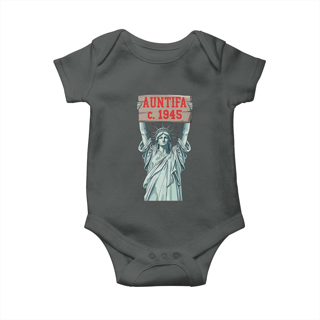 Antifa Fascism Baby Onesie Statue of Liberty Anti Fascism Patriotic TS14 Dark Heather Print Your Wear
