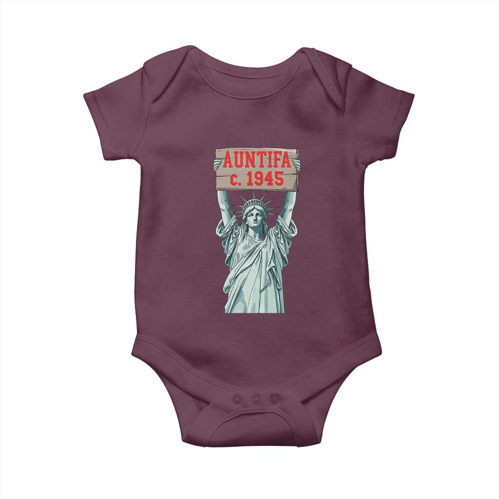Antifa Fascism Baby Onesie Statue of Liberty Anti Fascism Patriotic TS14 Maroon Print Your Wear