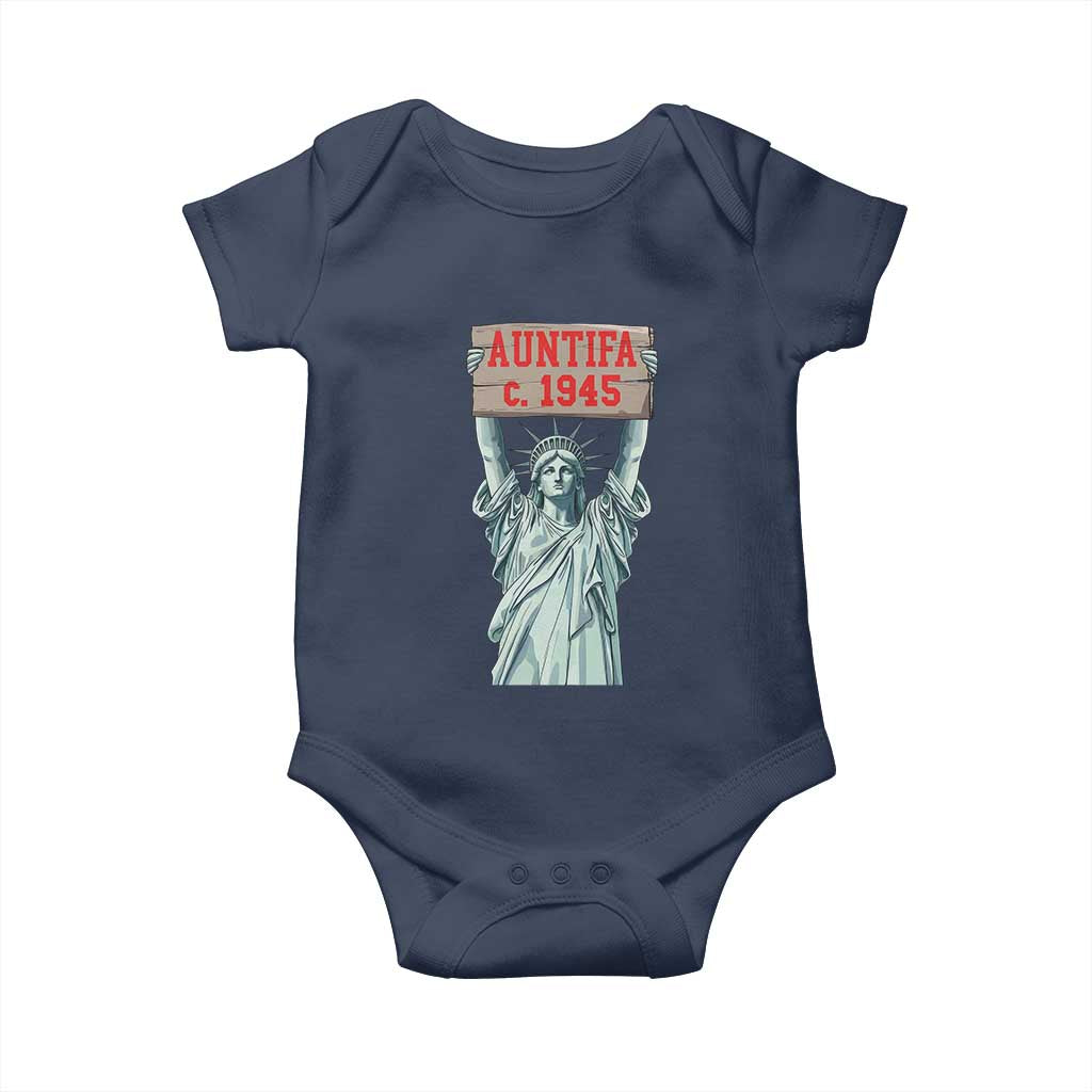 Antifa Fascism Baby Onesie Statue of Liberty Anti Fascism Patriotic TS14 Navy Print Your Wear