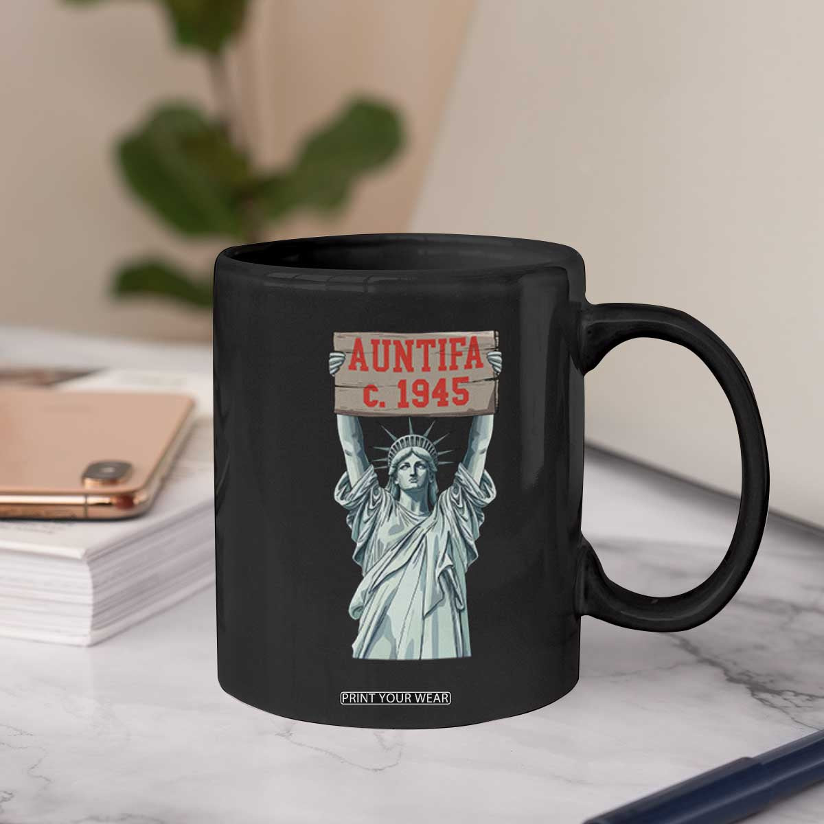 Antifa Fascism Coffee Mug Statue of Liberty Anti Fascism Patriotic TS14 Print Your Wear