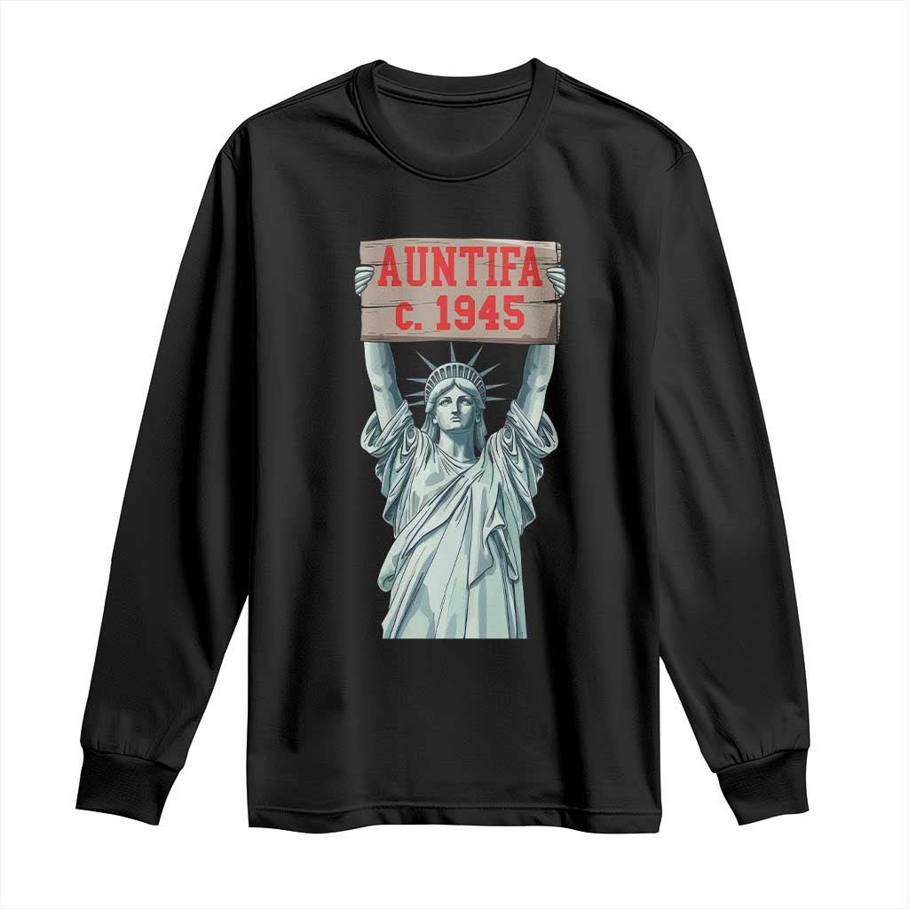 Antifa Fascism Long Sleeve Shirt Statue of Liberty Anti Fascism Patriotic TS14 Black Print Your Wear