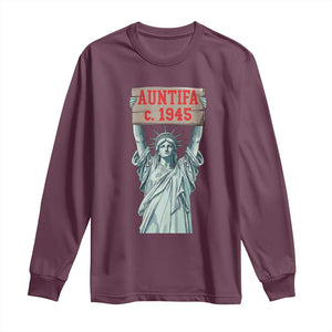 Antifa Fascism Long Sleeve Shirt Statue of Liberty Anti Fascism Patriotic TS14 Maroon Print Your Wear