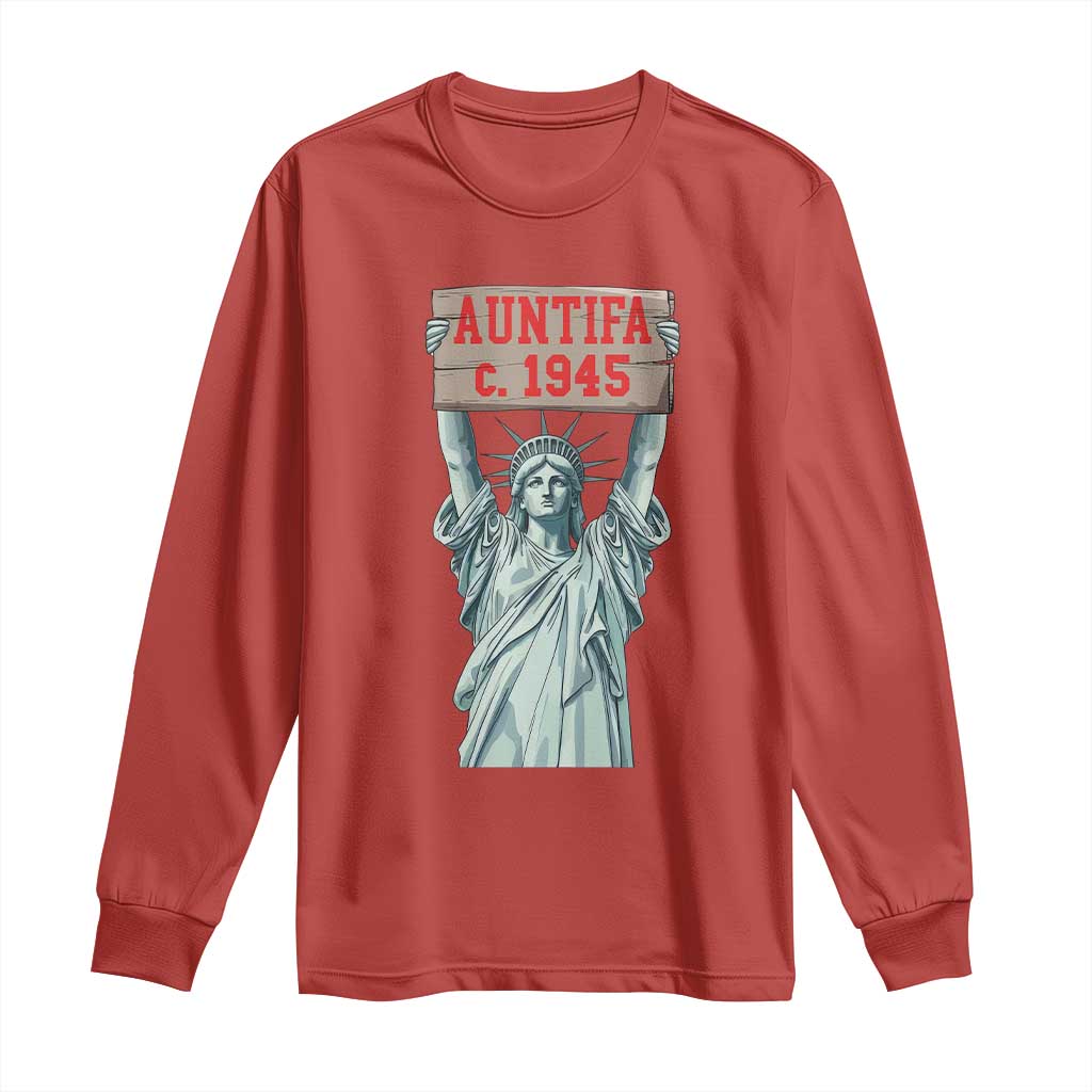 Antifa Fascism Long Sleeve Shirt Statue of Liberty Anti Fascism Patriotic TS14 Red Print Your Wear