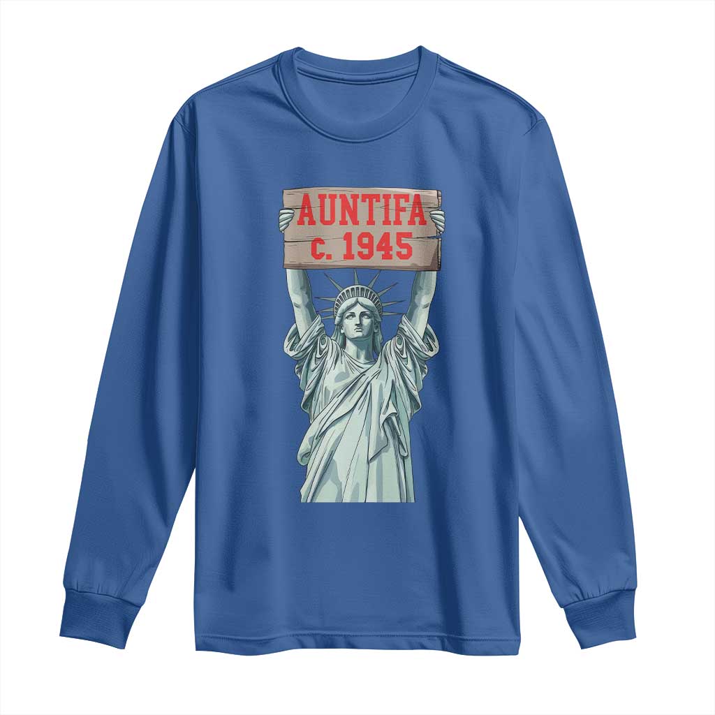 Antifa Fascism Long Sleeve Shirt Statue of Liberty Anti Fascism Patriotic TS14 Royal Blue Print Your Wear