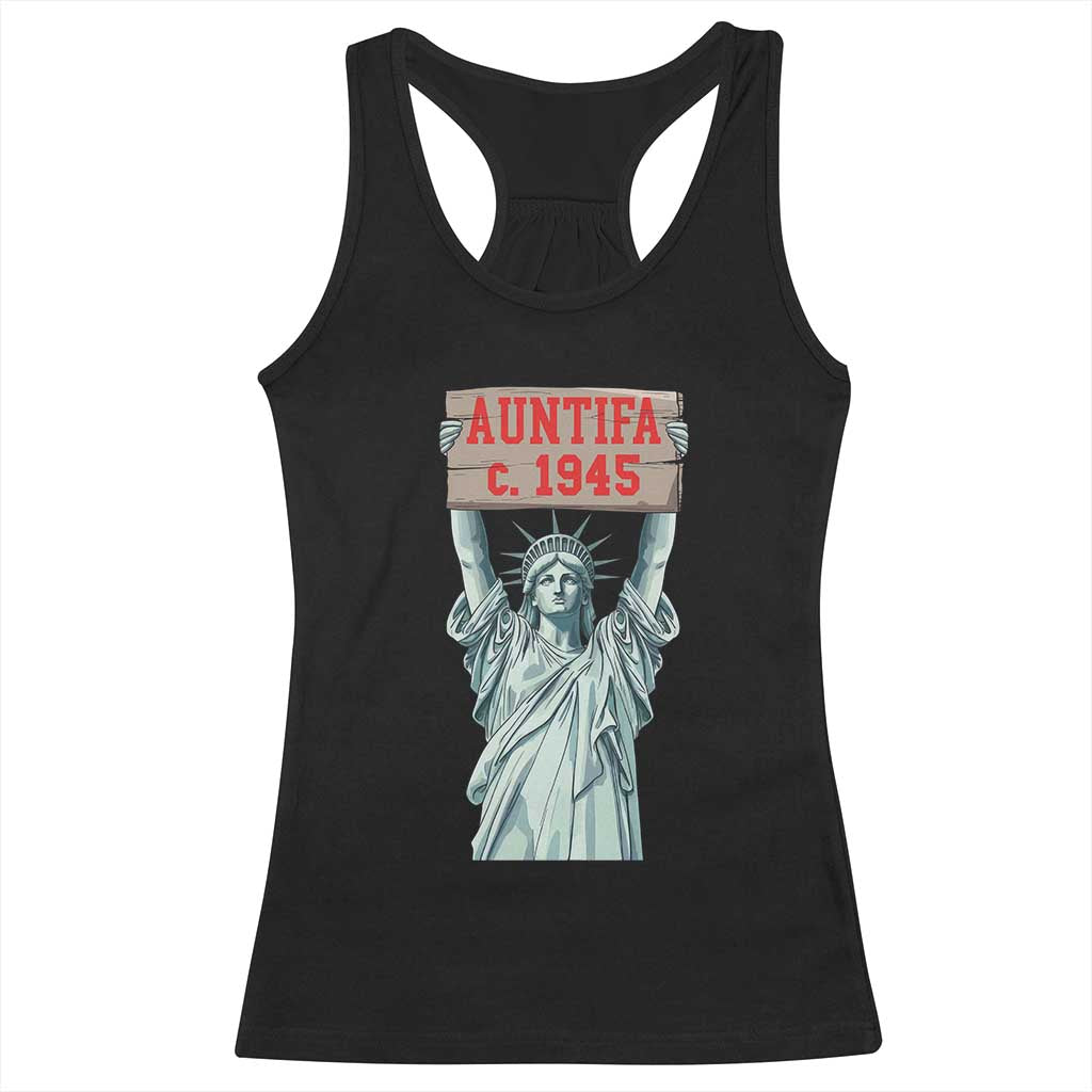 Antifa Fascism Racerback Tank Top Statue of Liberty Anti Fascism Patriotic TS14 Black Print Your Wear