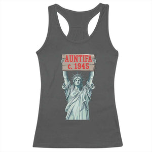Antifa Fascism Racerback Tank Top Statue of Liberty Anti Fascism Patriotic TS14 Dark Heather Print Your Wear