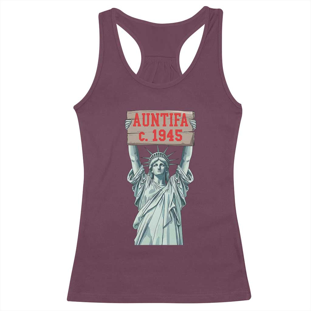 Antifa Fascism Racerback Tank Top Statue of Liberty Anti Fascism Patriotic TS14 Maroon Print Your Wear