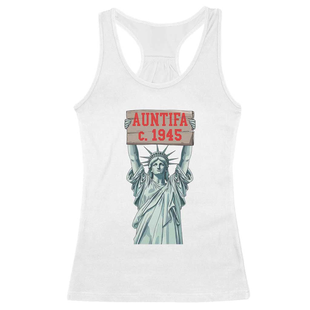 Antifa Fascism Racerback Tank Top Statue of Liberty Anti Fascism Patriotic TS14 White Print Your Wear