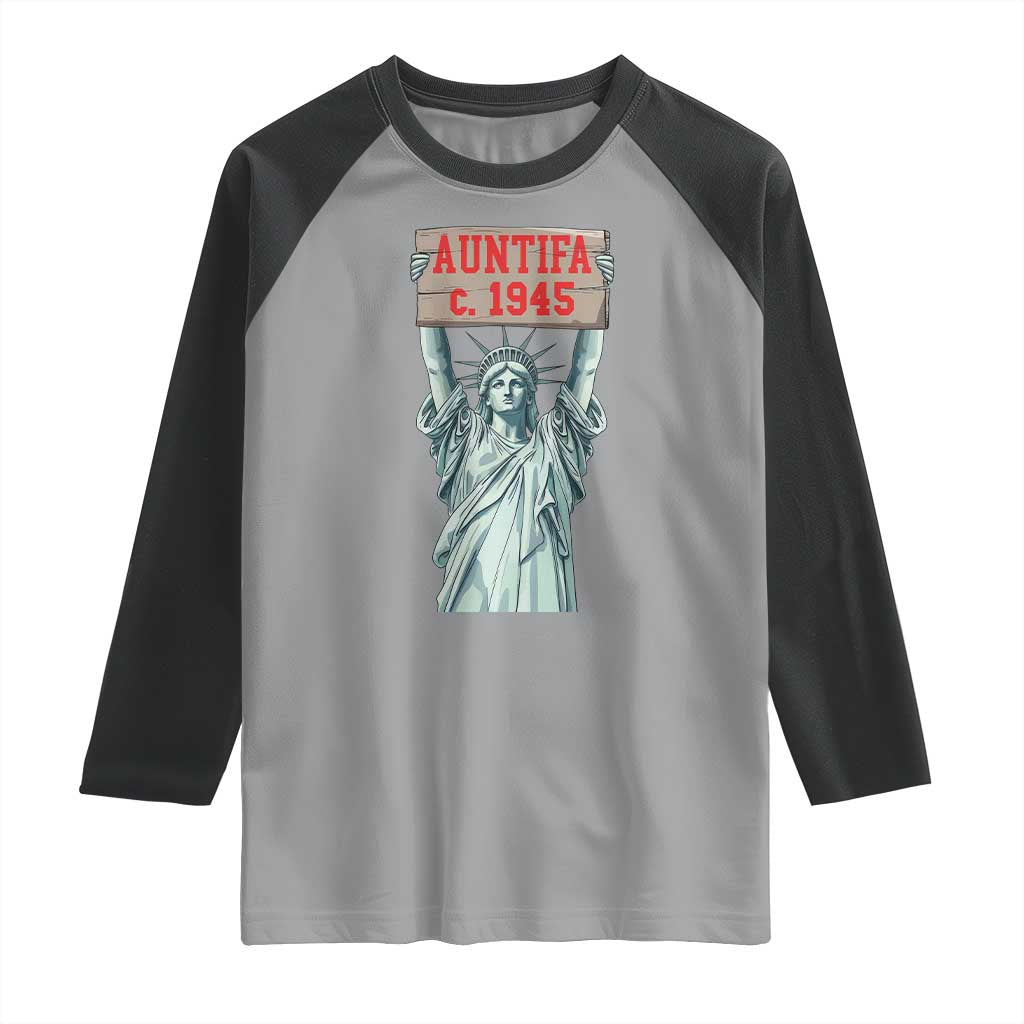 Antifa Fascism Raglan Shirt Statue of Liberty Anti Fascism Patriotic TS14 Sport Gray Black Print Your Wear