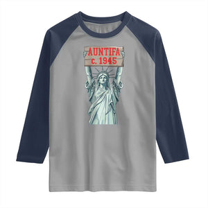 Antifa Fascism Raglan Shirt Statue of Liberty Anti Fascism Patriotic TS14 Sport Gray Navy Print Your Wear