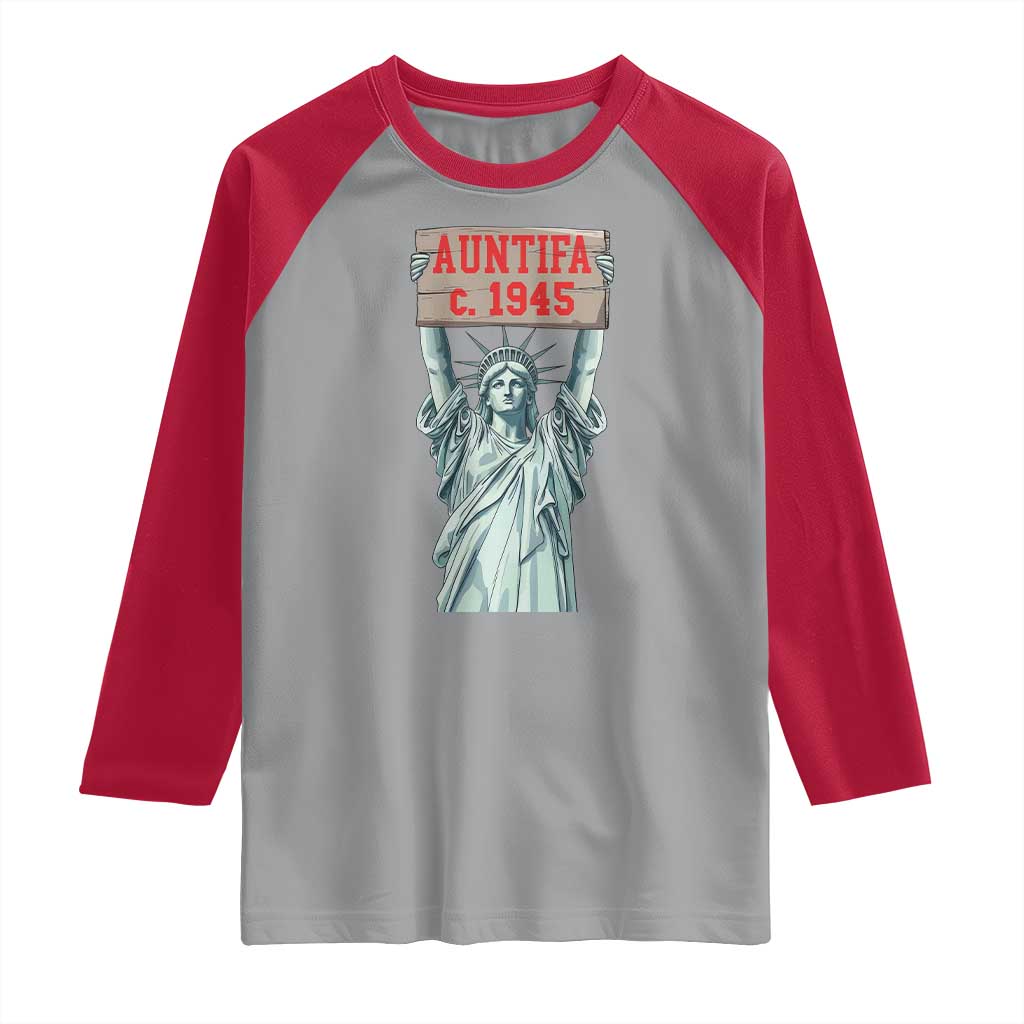 Antifa Fascism Raglan Shirt Statue of Liberty Anti Fascism Patriotic TS14 Sport Gray Red Print Your Wear