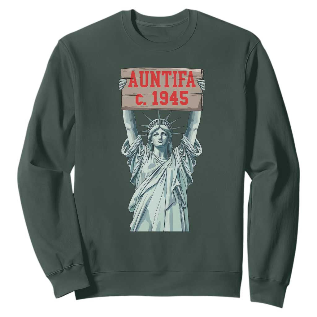 Antifa Fascism Sweatshirt Statue of Liberty Anti Fascism Patriotic TS14 Dark Forest Green Print Your Wear
