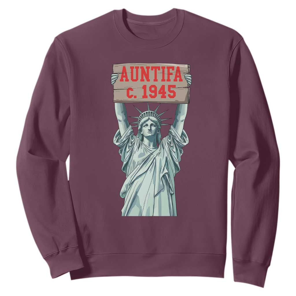 Antifa Fascism Sweatshirt Statue of Liberty Anti Fascism Patriotic TS14 Maroon Print Your Wear