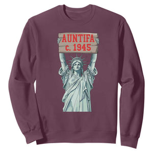 Antifa Fascism Sweatshirt Statue of Liberty Anti Fascism Patriotic TS14 Maroon Print Your Wear