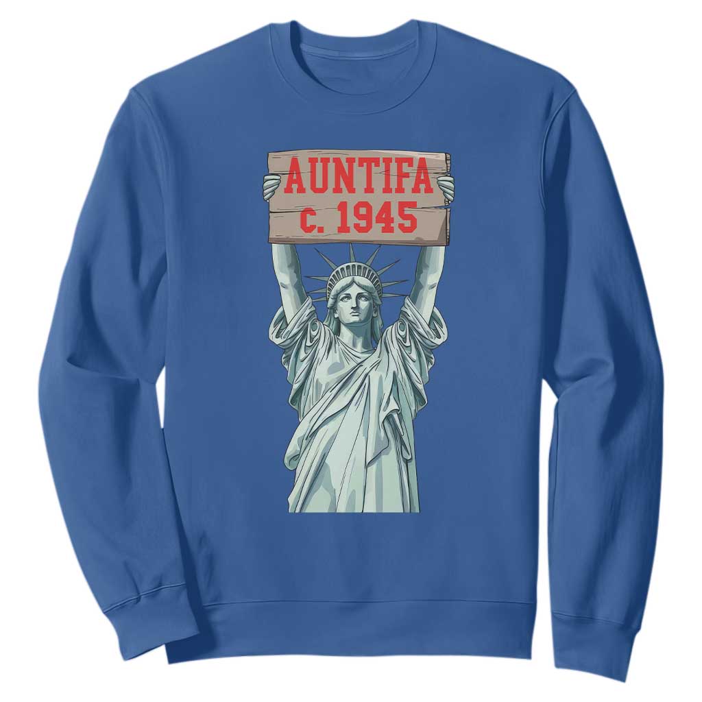 Antifa Fascism Sweatshirt Statue of Liberty Anti Fascism Patriotic TS14 Royal Blue Print Your Wear