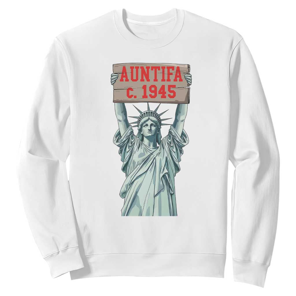 Antifa Fascism Sweatshirt Statue of Liberty Anti Fascism Patriotic TS14 White Print Your Wear